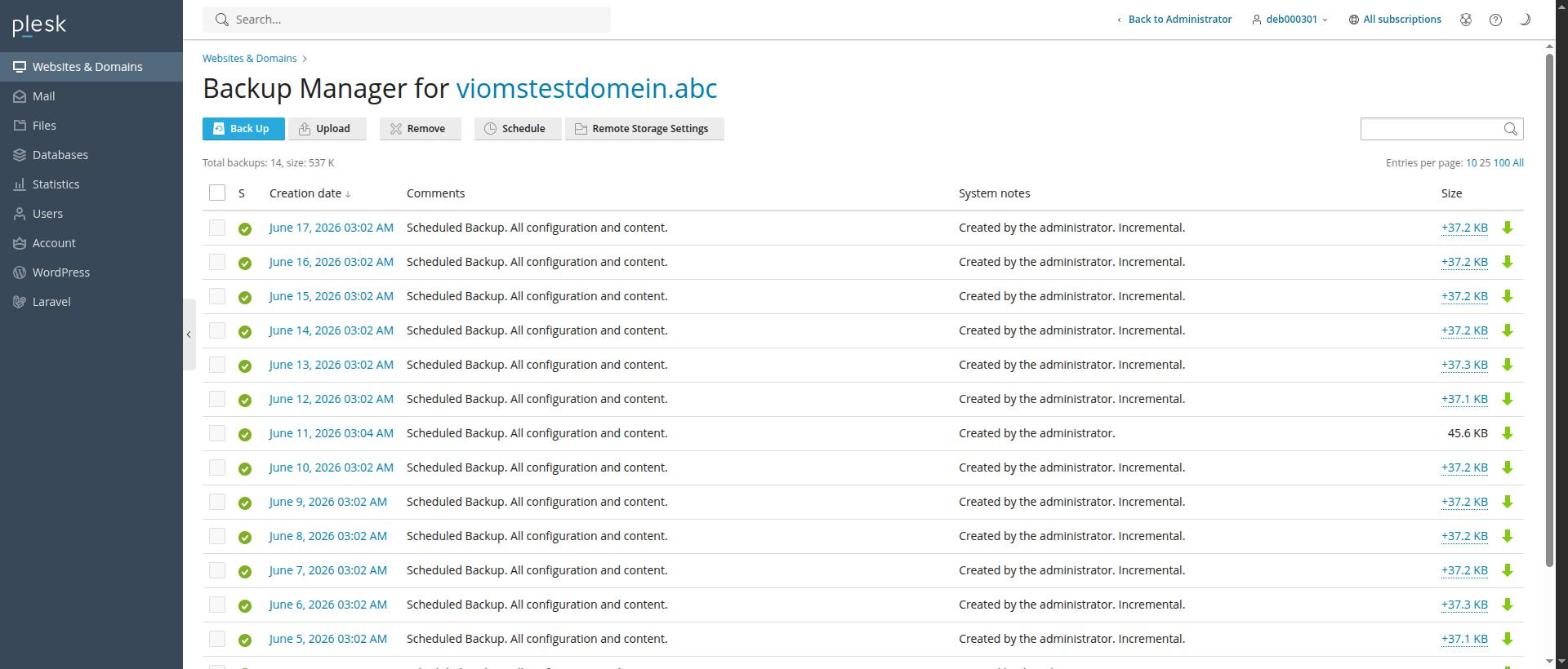 Stap 3 — Backup Manager overzicht