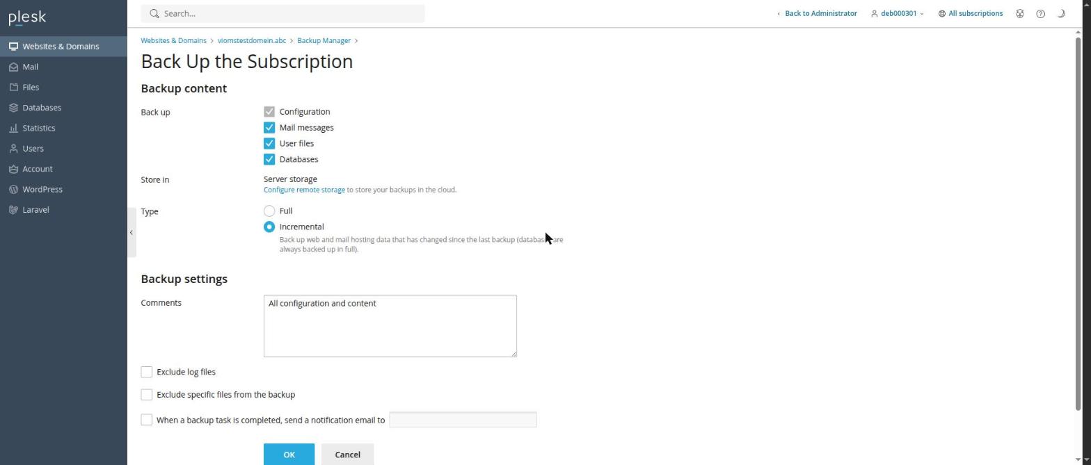 Stap 4 — Back-up aanmaken formulier